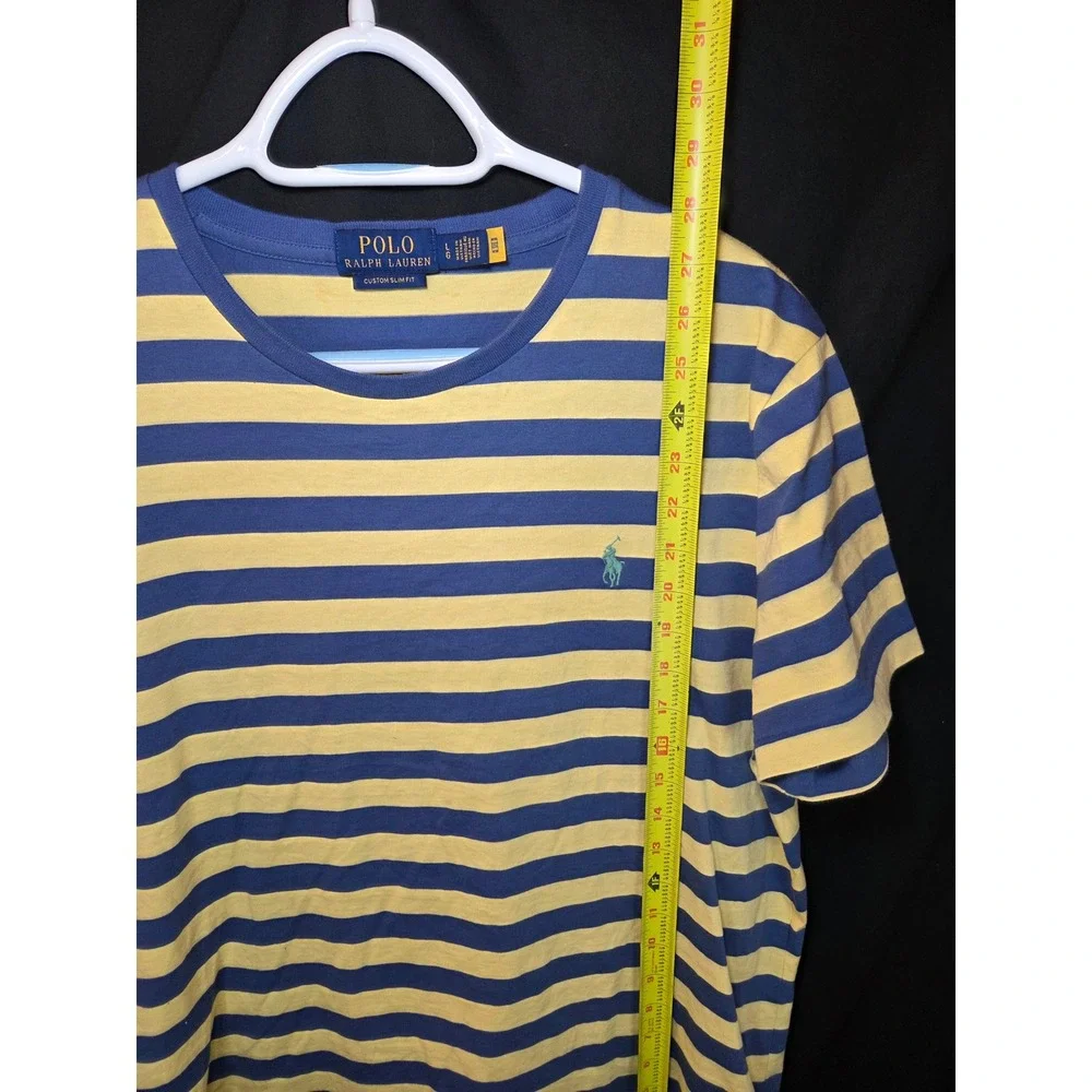 Polo Ralph Lauren‎ Men's Custom Slim Fit Striped T Shirt Blue Yellow Large